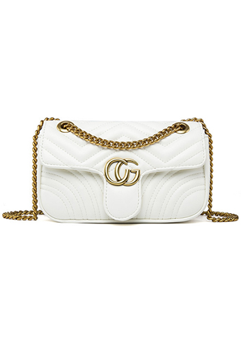 Hannah Flap Small Bag Faux Leather CG Logo White