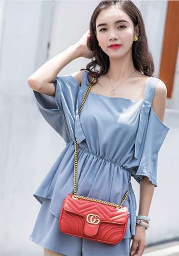 Hannah Flap Small Bag Faux Leather CG Logo Red