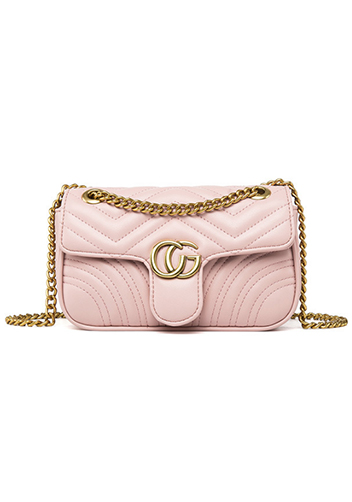 Hannah Flap Small Bag Faux Leather CG Logo Pink
