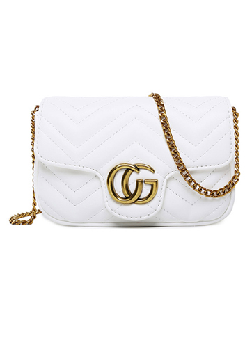 Hannah Flap Mini Bag Faux Leather CG Logo White Hannah Flap Mini Bag Faux Leather CG Logo White