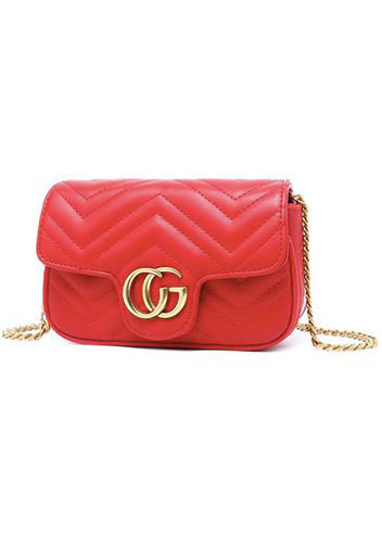 Hannah Flap Mini Bag Faux Leather CG Logo Red Hannah Flap Mini Bag Faux Leather CG Logo Red