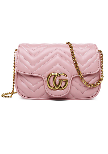 Hannah Flap Mini Bag Faux Leather CG Logo Pink Hannah Flap Mini Bag Faux Leather CG Logo Pink