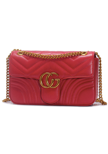 Hannah Flap Large Bag Faux Leather CG Logo Red Hannah Flap Large Bag Faux Leather CG Logo Red