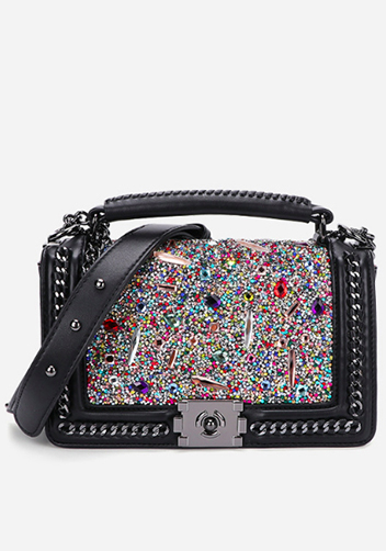 Ingrid Vegan Leather Stone Medium Chain Bag Multicolor