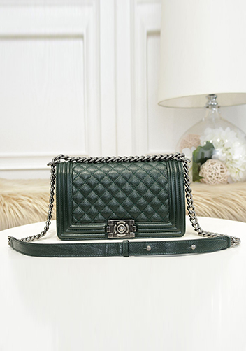 Ingrid Litchi Leather Flap Green