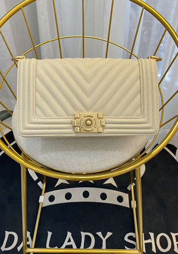 Ingrid Vegan Grain Leather Medium V Bag Beige