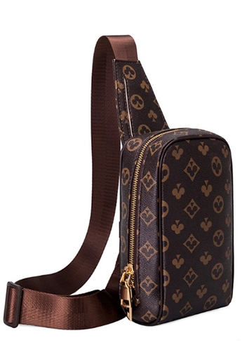 Louisa Flower Vegan Sling Bag Brown