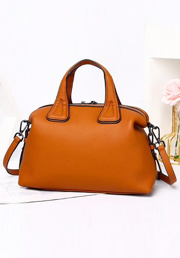 Christi Grain Leather Medium Bag Camel