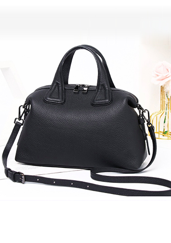 Christi Grain Leather Medium Bag Black