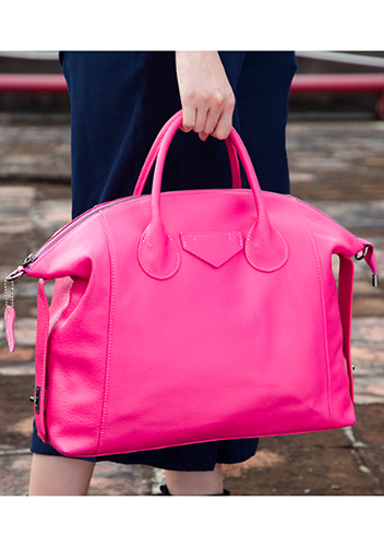 Christi Soft Leather Large Bag Hot Pink