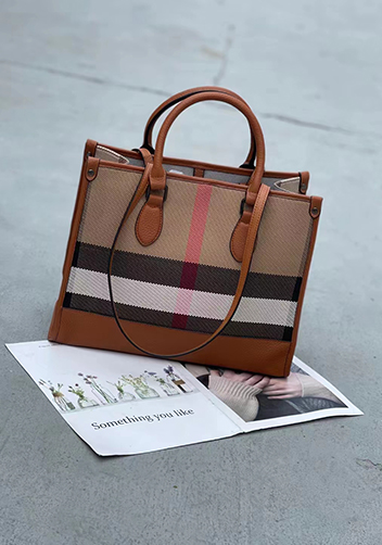 Louisa Canvas Leather Medium Shopping Tote Brown