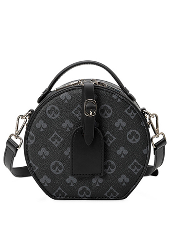 Louisa Poker Vegan Leather Round Shoulder Bag Black
