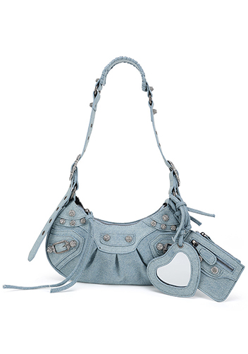 The Route 66 XS Imitation Diamond Shoulder Bag Denim Light Blue