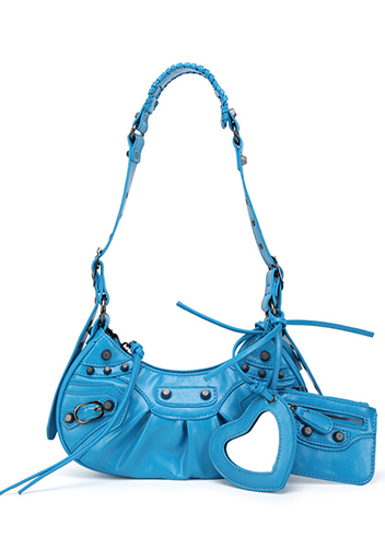 The Route 66 XS Studded Faux Leather Shoulder Bag Blue The Route 66 XS Studded Faux Leather Shoulder Bag Blue