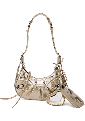 The Route 66 XS Studded Faux Leather Shoulder Bag Gold The Route 66 XS Studded Faux Leather Shoulder Bag Gold