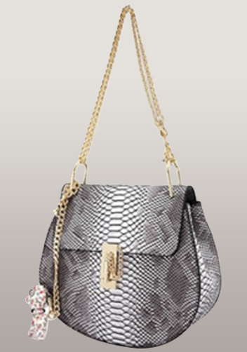 Joy Drew Faux Leather Shoulder Bag Python Brown