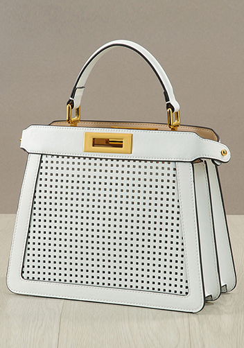 Carrie Perforated Leather Bag White