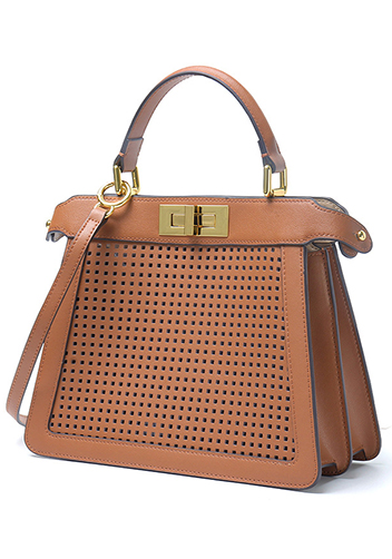 Carrie Perforated Leather Bag Camel