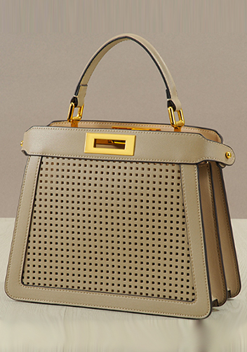 Carrie Perforated Leather Bag Beige