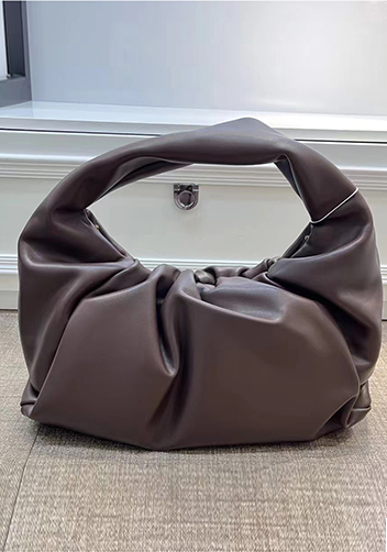 Dina Leather Shoulder Hobo Bag Chocolate