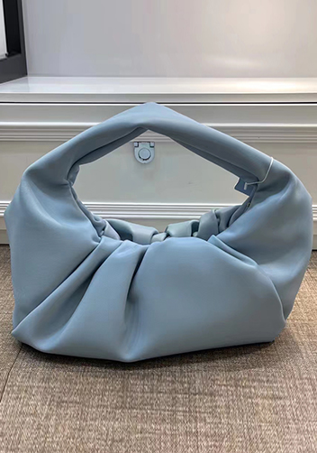 Dina Leather Shoulder Hobo Bag Blue