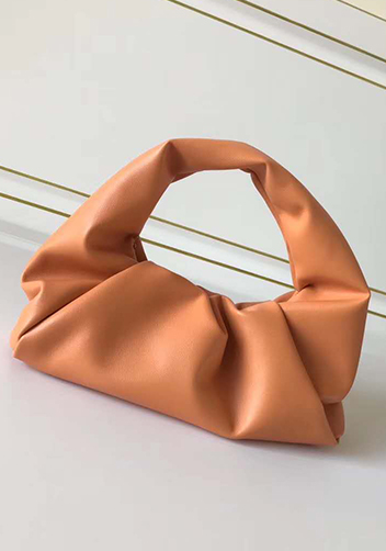 Dina Small Leather Shoulder Hobo Bag Orange