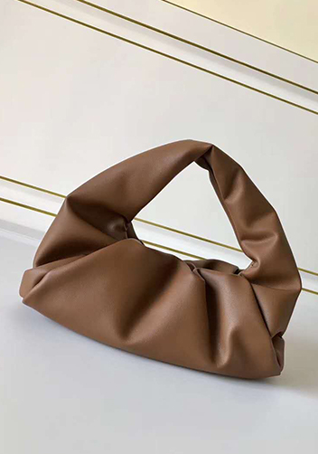 Dina Small Leather Shoulder Hobo Bag Brown