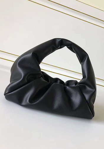 Dina Small Leather Shoulder Hobo Bag Black
