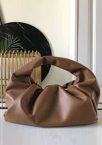 Dina Leather Shoulder Hobo Bag Brown