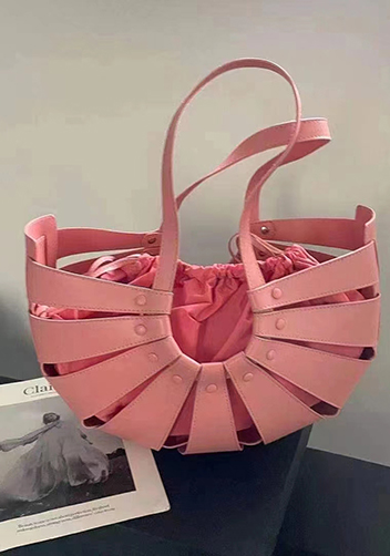 The Coquille Vegan Leather Shoulder Bag Pink