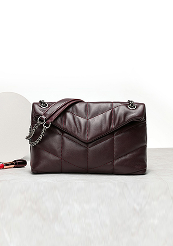 Yvonne Medium Envelope Shoulder Bag Lambskin Wine