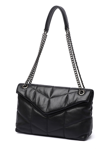 Yvonne Medium Envelope Shoulder Bag Lambskin Black