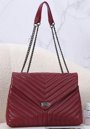 Yvonne Large Shoulder Bag Lambskin Burgundy