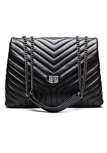 Yvonne Large Shoulder Bag Lambskin Black