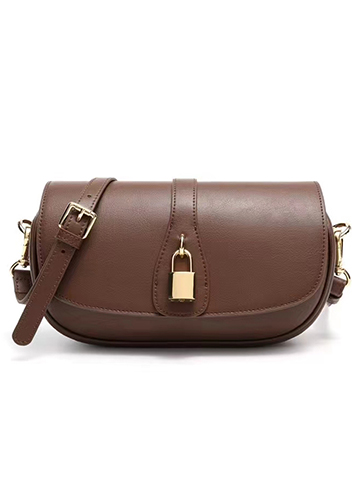 Anathema Calfskin Padlock Clutch On Strap Bag Choco