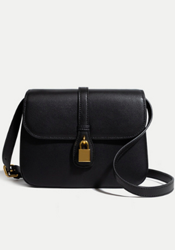 Anathema Calfskin Padlock Shoulder Bag Black