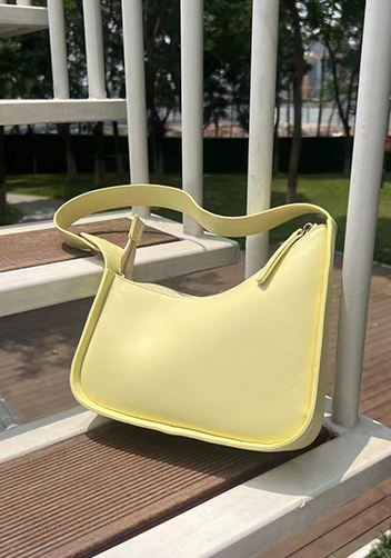 Luna Half Moon Leather Shoulder Bag Yellow