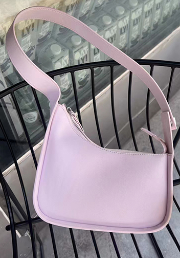 Luna Half Moon Leather Shoulder Bag Light Pink