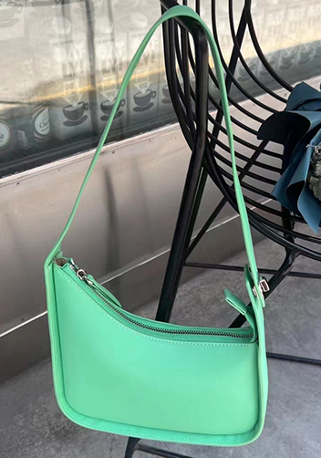 Luna Half Moon Leather Shoulder Bag Green
