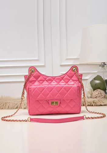 Adele Cowhide Chain Shoulder Bag Pink