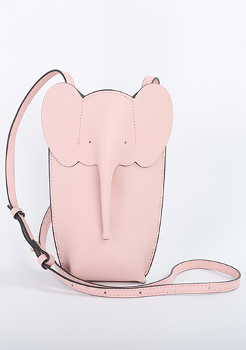 THE ELEPHANT POCKET SHOULDER LEATHER BAG PINK