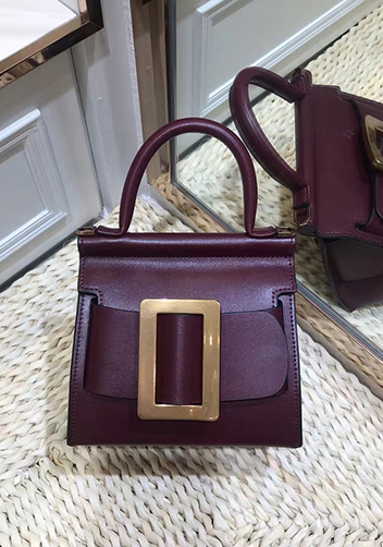 Alena Buckle Belt Top Handle Small Bag Burgundy Alena Buckle Belt Top Handle Small Bag Burgundy