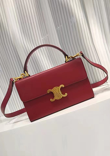 Yuga Leather Top Handle Shoulder Bag Burgundy