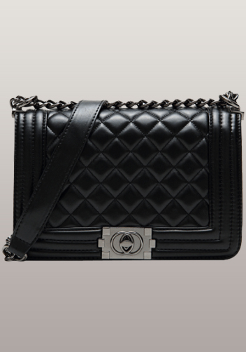 Ingrid Faux Leather Small Bag With Circle Hardware Black