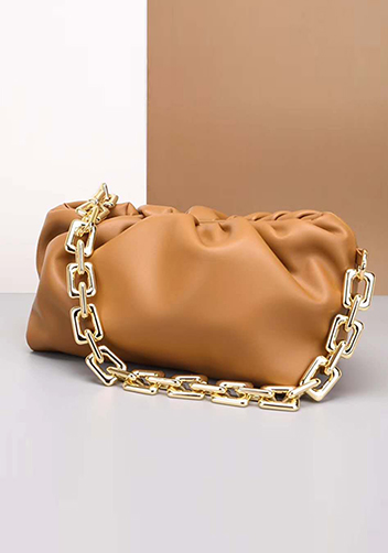 Dina Leather Clutch Chain Bag Beige