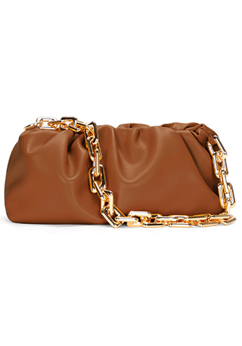 Dina Leather Clutch Chain Bag Camel