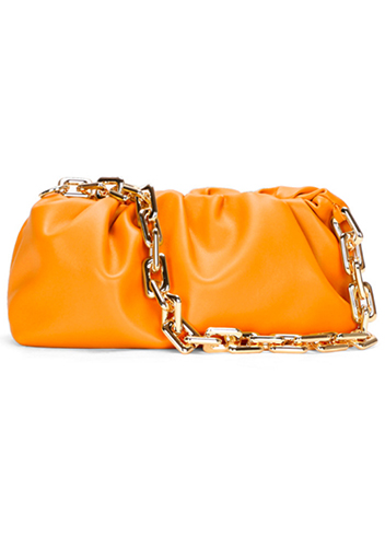 Dina Leather Clutch Chain Bag Orange