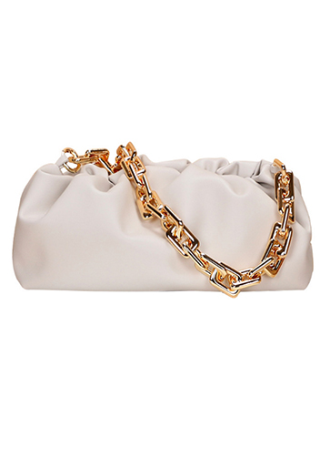 Dina Leather Clutch Chain Bag White