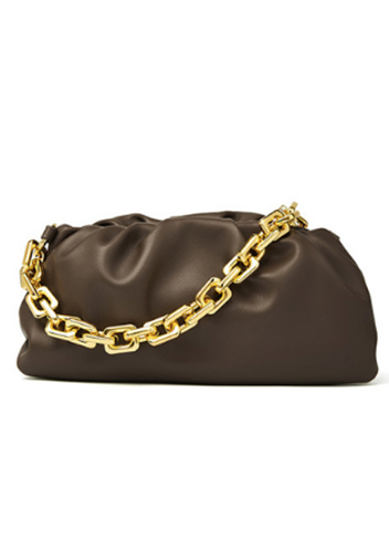 Dina Leather Clutch Chain Bag Choco Dina Leather Clutch Chain Bag Choco