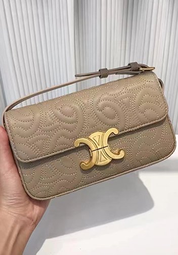 Yuga Leather Shoulder Bag Stitching Grey